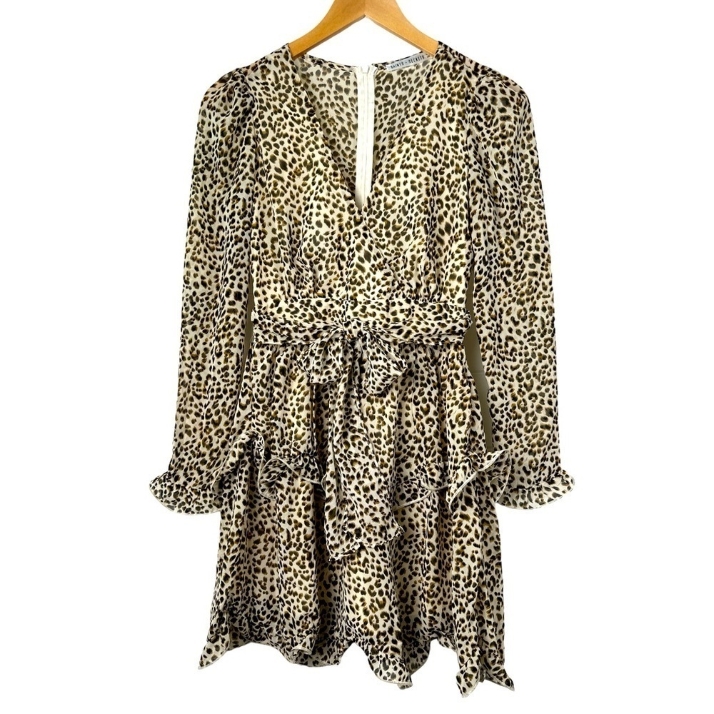 Saints + Secrets Hello Molly Leopard Double Ruffle V-Neck Mini Dress